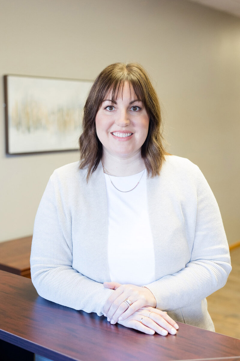 Heather standing at the front desk at Thompson CPA LLC