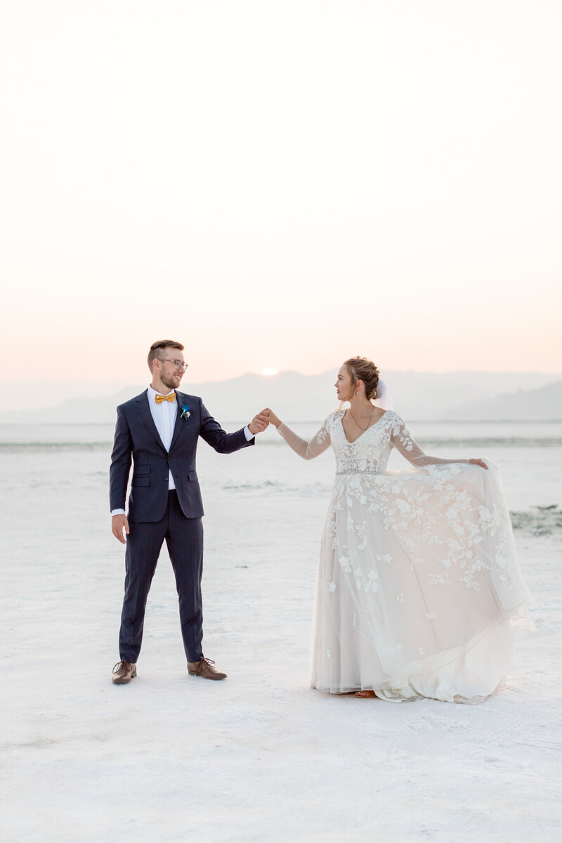 Elopement at the salt flats in utah 