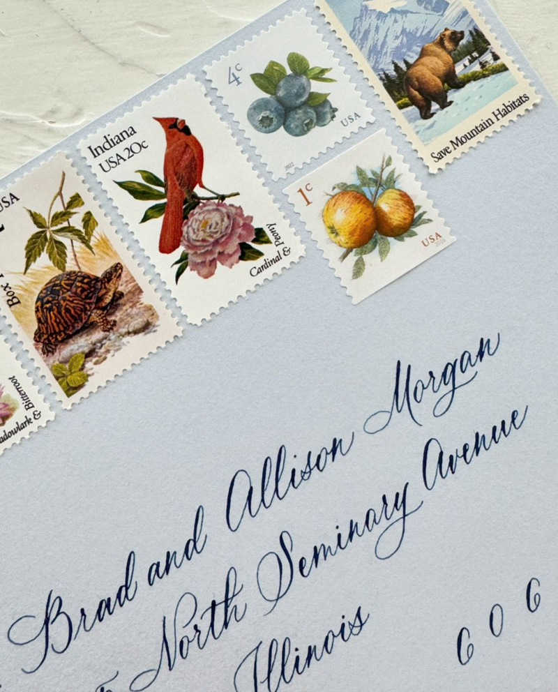 Wedding Envelope with Vintage Stamps