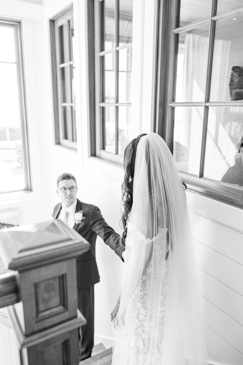 Bride and groom at the Barns