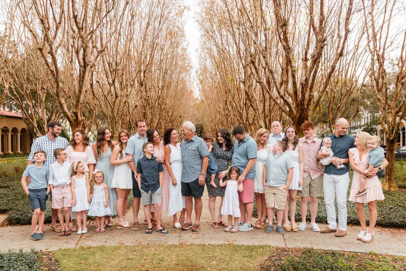 Big group family portrait session in Winter Park Florida

