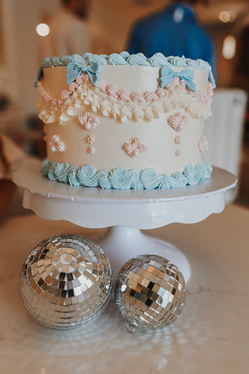 Blue and pink cake for a baby shower at JoyBabe Studio in La Mesa CA