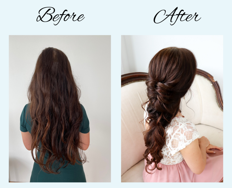 Before and after Aundrea blue background