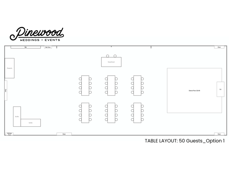 Pinewood Weddings and Events - Modern Wedding and Event Venue in Minnesota's Pine Forest - Talbe Layouts - 1