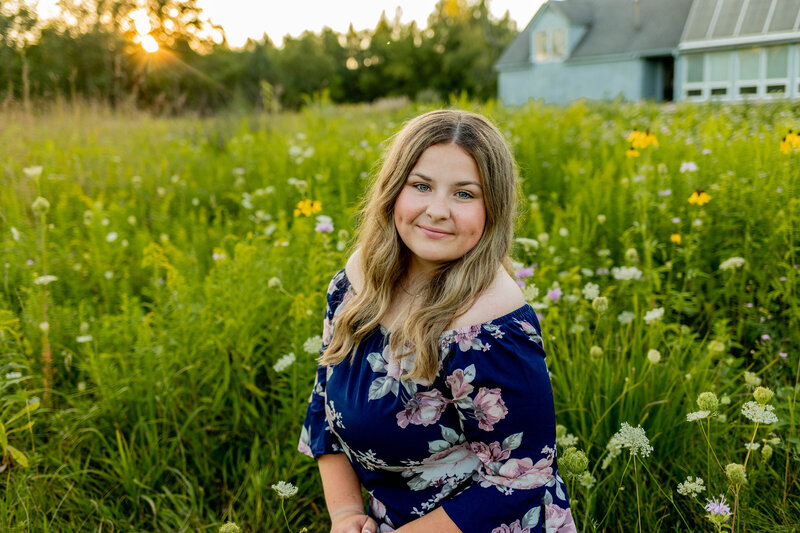 Girl in flower bed