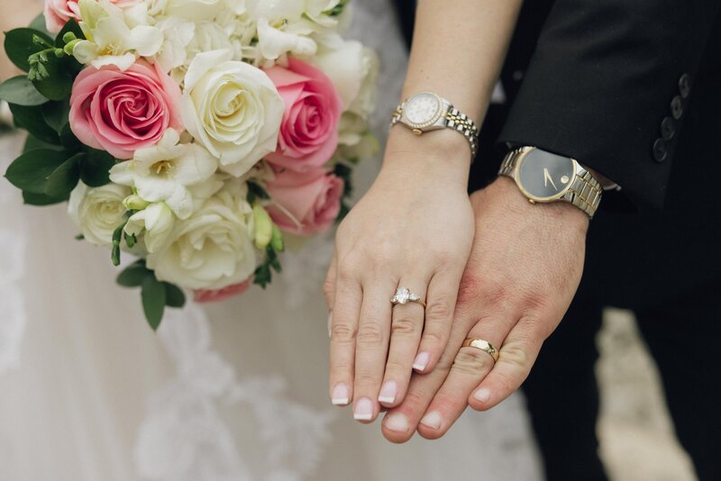 detail shot of bride and groom's rings