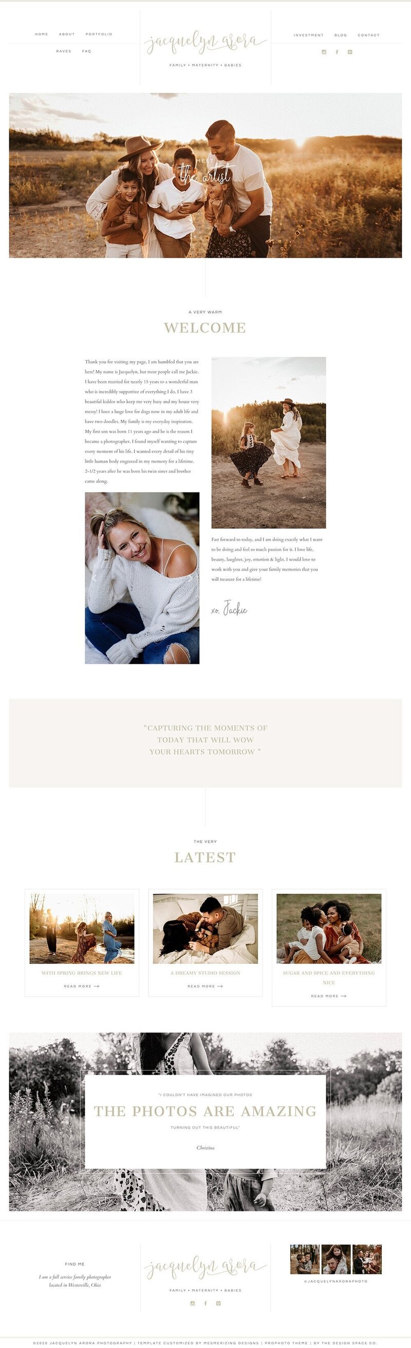 Showit template for photographers