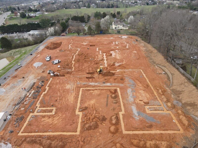 west view with footers