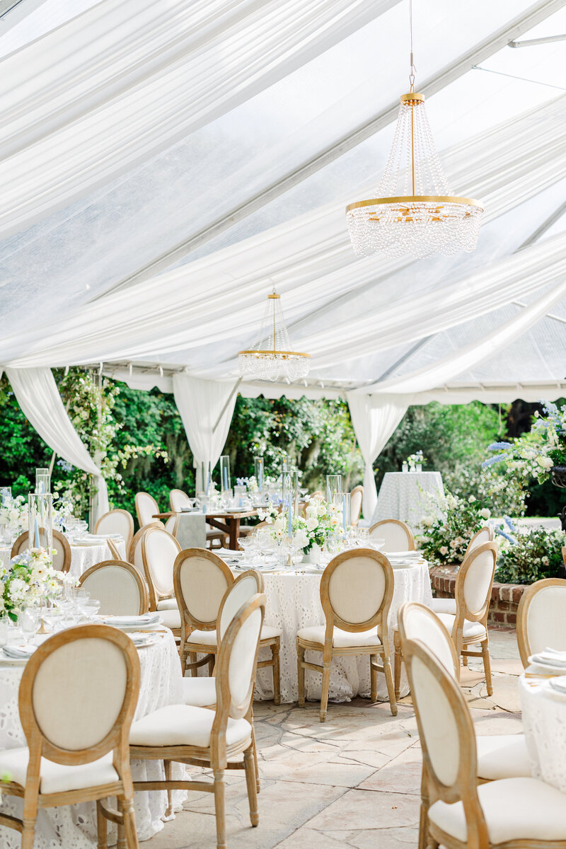 A tented reception at a destination wedding in charleston sc