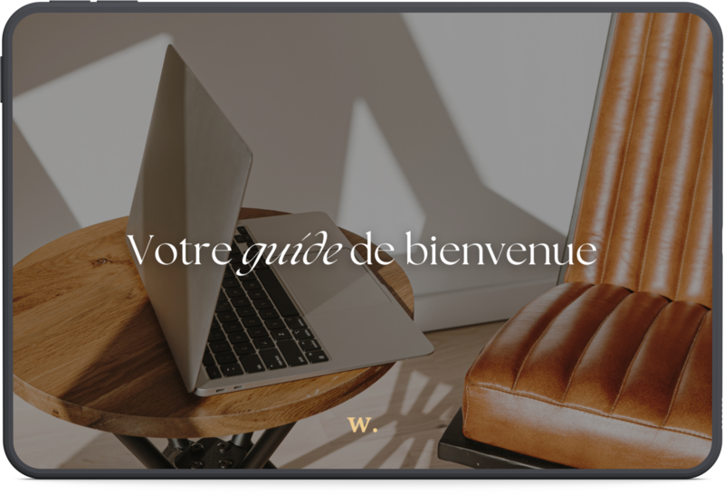 Tablette tactile avec un guide de bienvenue gratuit.