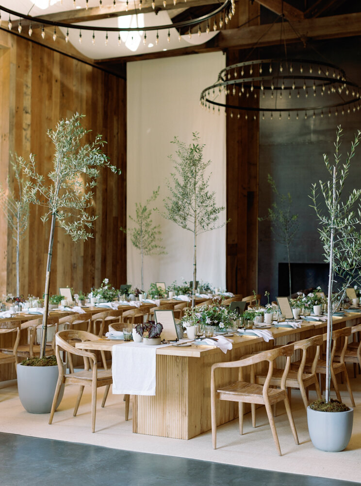 luxury barn wedding reception with white flowers and bistro lights