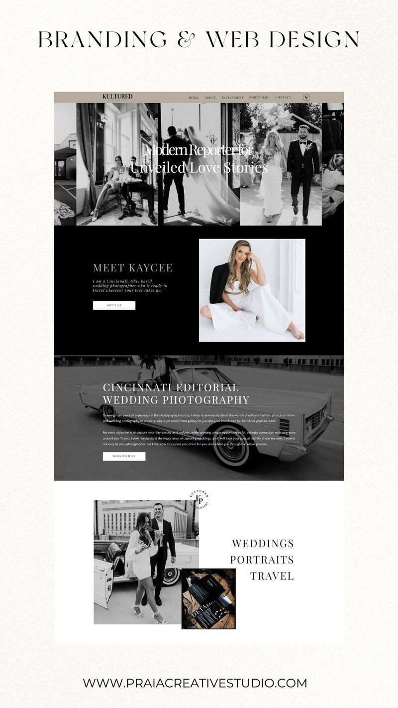 Custom Showit homepage design for photographer website