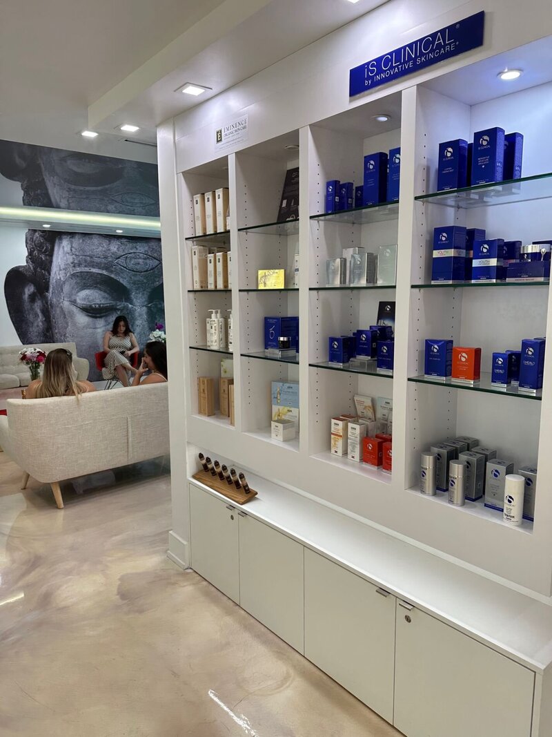 Display containing MedSpa products for sale