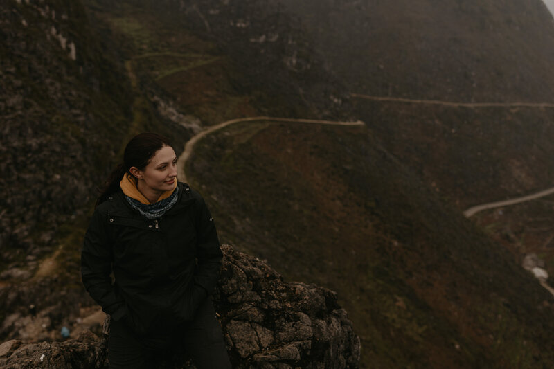 woman walking on path