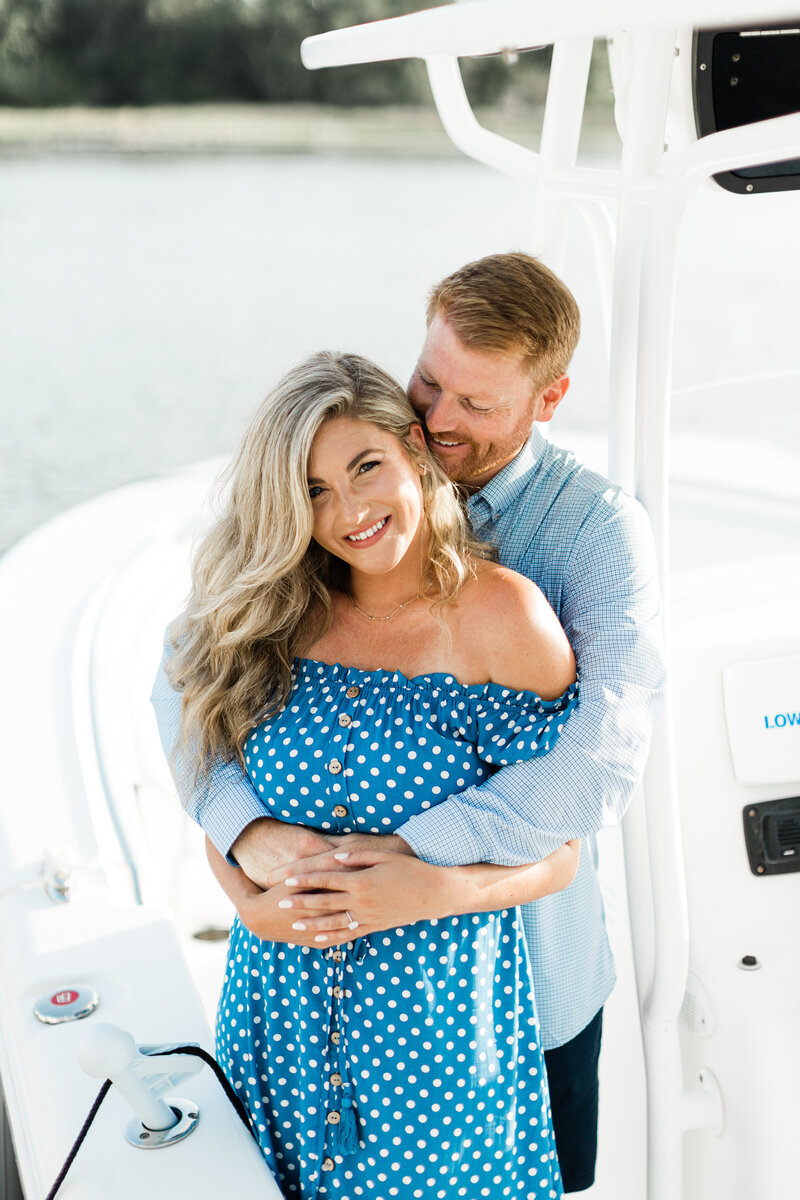 Cuddly boat photos for this Engagement session in Beaufort NC.