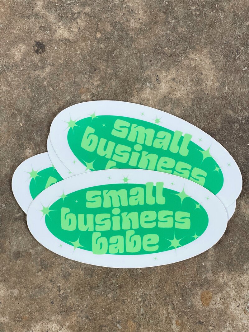 a sticker that says small business babe in green