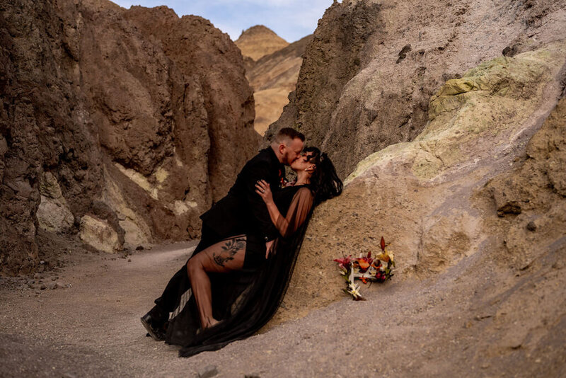 Embrace at the Edge: Queer Wedding in Death Valley with a Black Dress