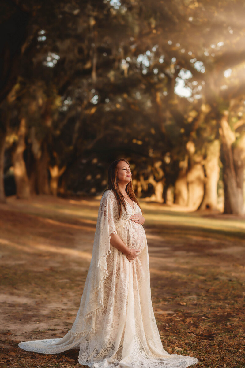 Expectant mother poses for Maternity Portraits in Charleston, SC.