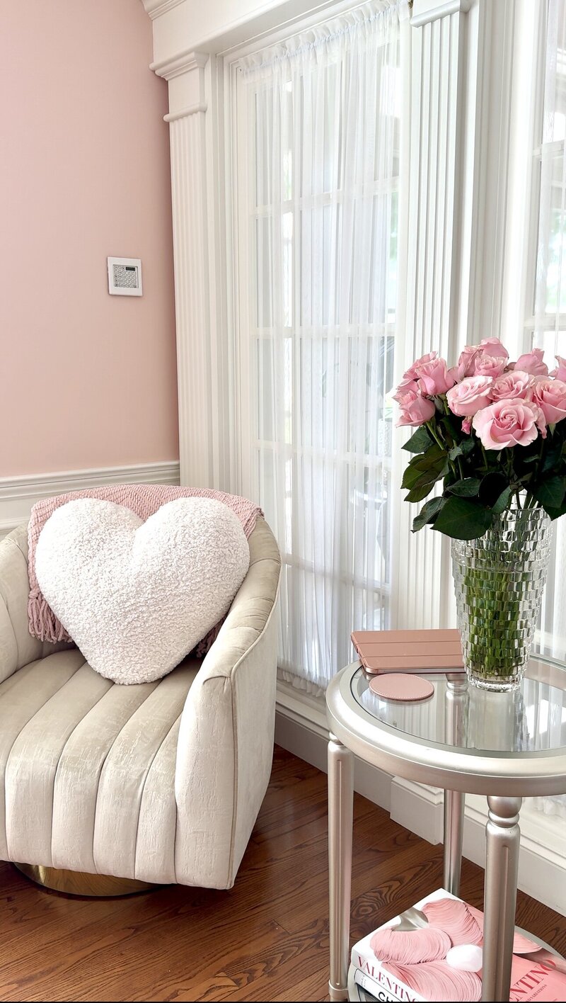 Interior of Nicole’s permanent makeup and skincare studio in West Springfield, MA. Feminine, inviting, and professionally designed space for PMU and esthetic treatments.