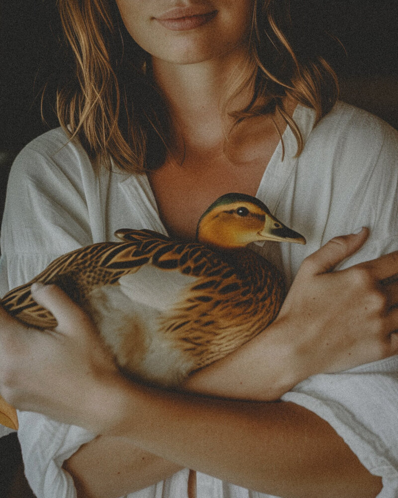 woman holding duck