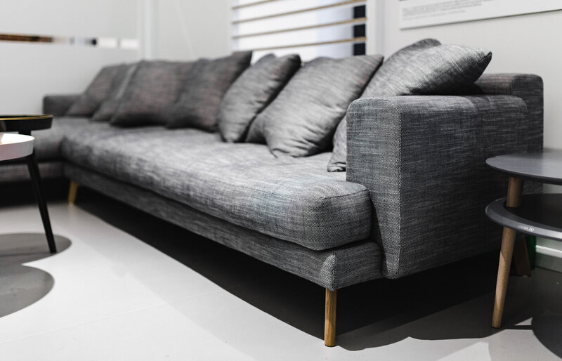 Grey sofa for psychologist office