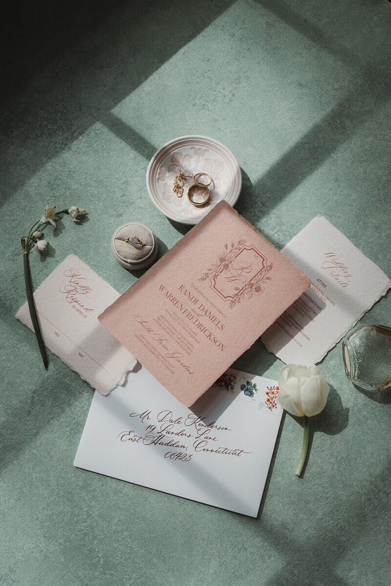 Connecticut wedding invitation suite photography