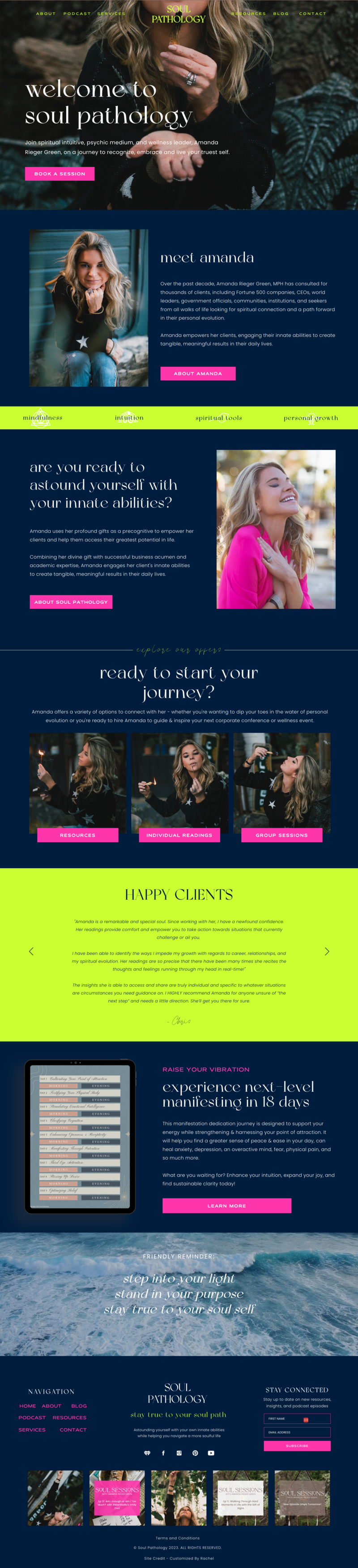 screenshot of Soul Pathology's website, created by Rachel Man, showit website designer