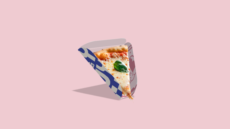 Mockup of a pizza piece paper holder