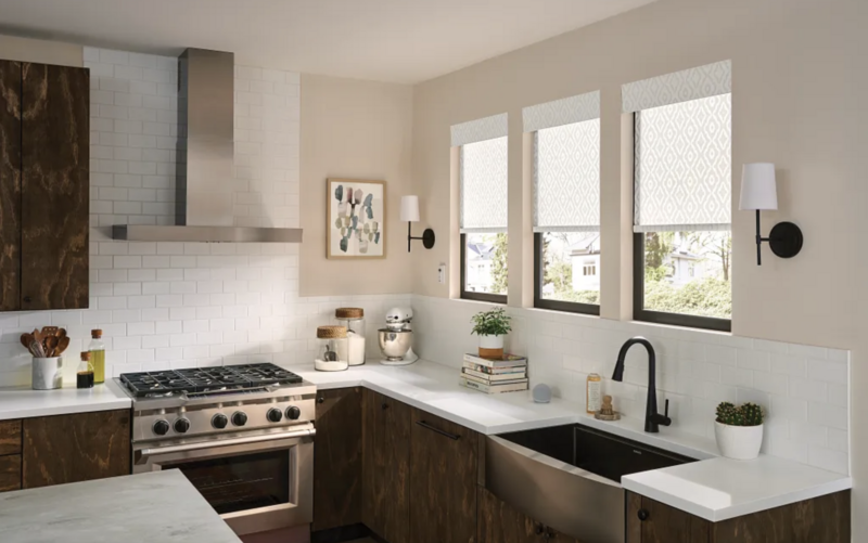 Custom shades in kitchen