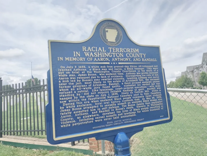 Blue Memorial Marker for Racial Terrorism in Washington County