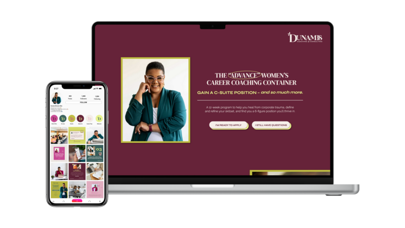 Website and brand design for small business coaching and consulting, helping coaches and consultants establish a professional and impactful online presence.