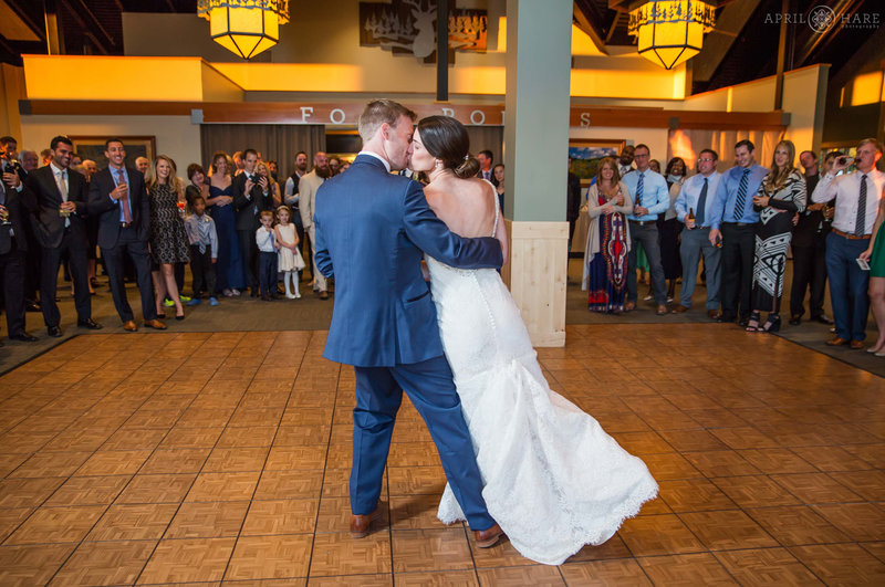 Romantic first dance photo from Four Points Lodge wedding reception