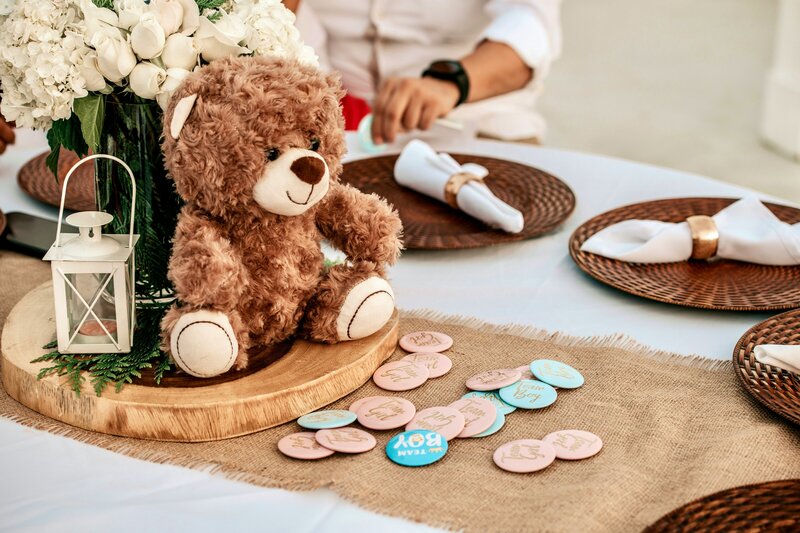 Decorated party table with treats and themed décor for children’s birthday