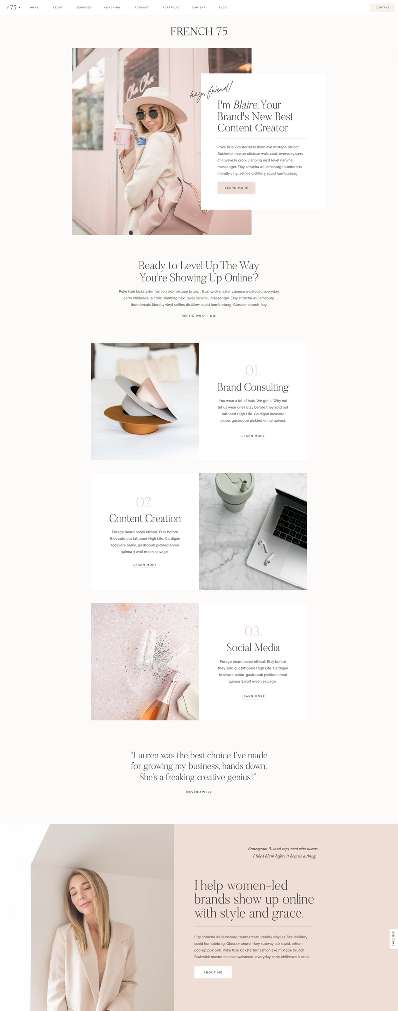 a mockup of a neutral and stylish Showit template