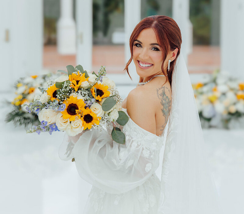 Eagle Oaks Golf Club Wedding | Smiling Bride in Majestic Glass Conservatory | Farmingdale, New Jersey