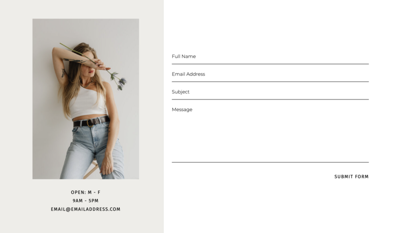 Contact Canvas for Showit website