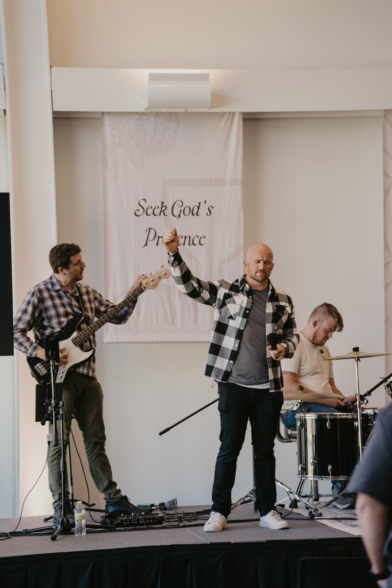 A worship band on a stage