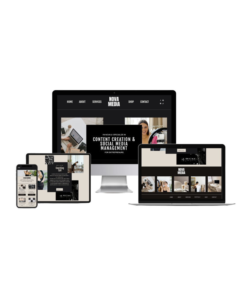 website template mockup for content creators and social media managers