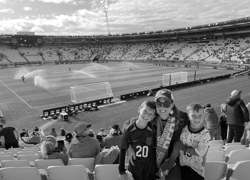 A mother and her children at the Women's World Cup