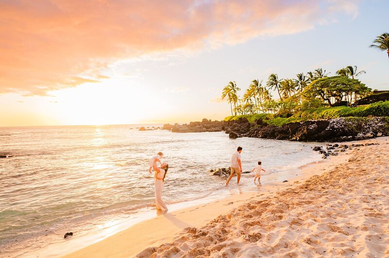 big island family portrait at sunset by love and water