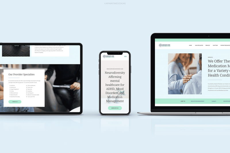 custom website design for a ADHD and Mood clinic 1