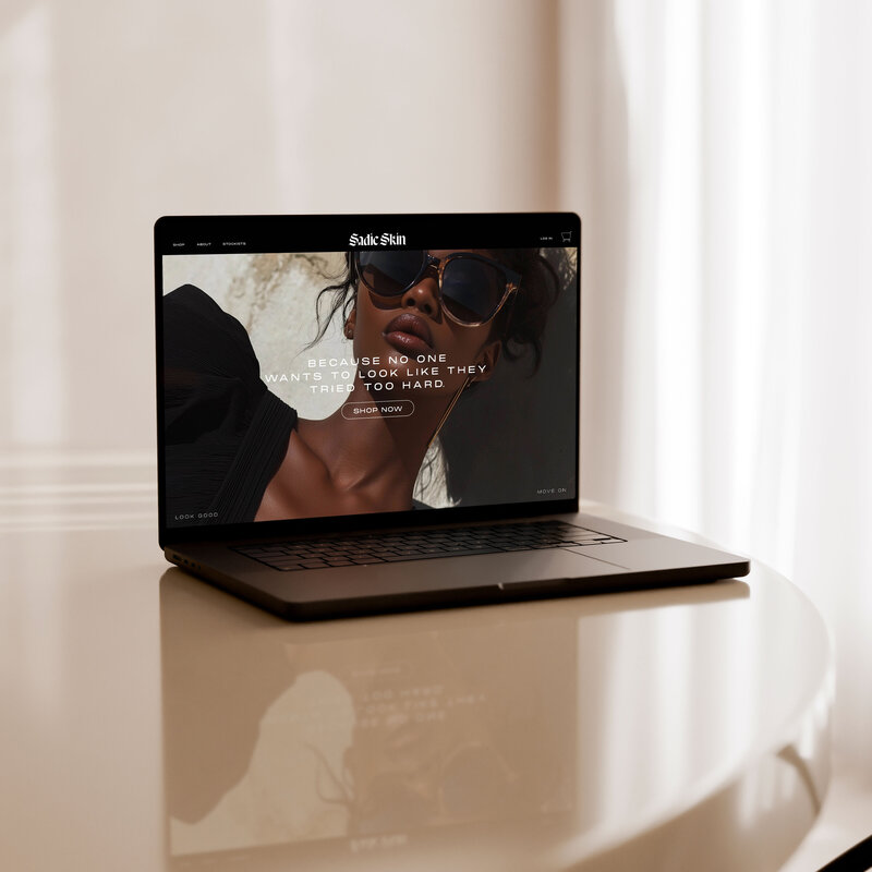 laptop displaying sadie skin website