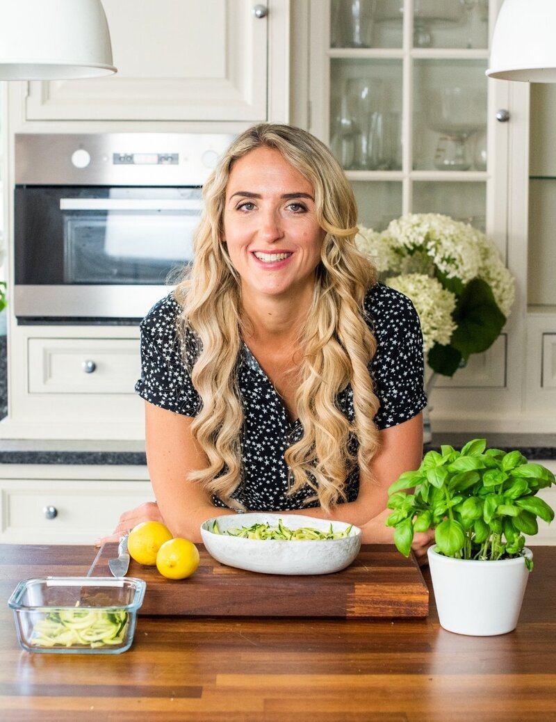 Charlotte Grand, menopause nutritionist, preparing a healthy meal in The Menopause Kitchen