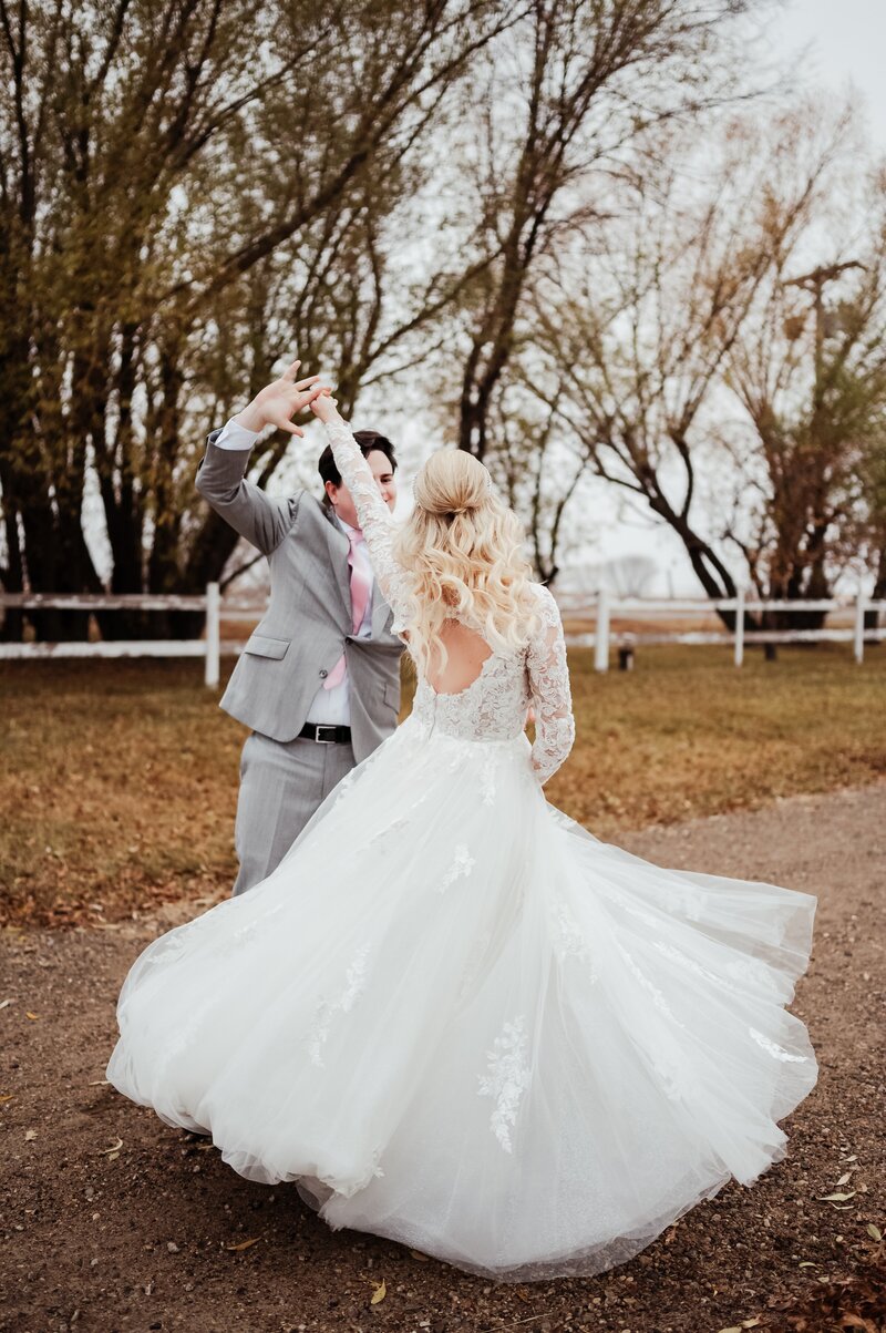 Spinning in wedding dress