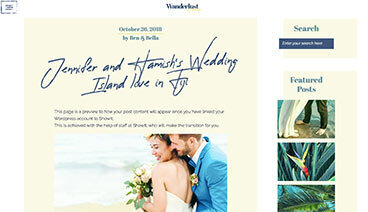 Blog slideshow mobile Showit website plus template Wanderlust Weddings