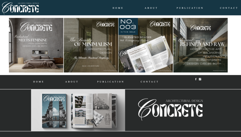 Concrete Architectural Design services page mockup showcasing minimalist layout and strong industrial visuals for architectural firms.