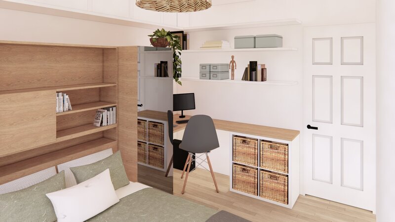 Aménagement chambre ado avec bureau sur mesure petit budget – projet Carole, par Sandrine Meurice Décoration