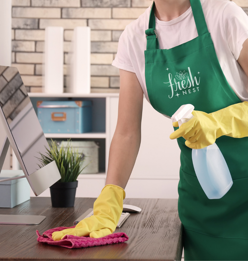 office cleaning service in Edmonton cleaning and sanitizing desks without harsh chemicals