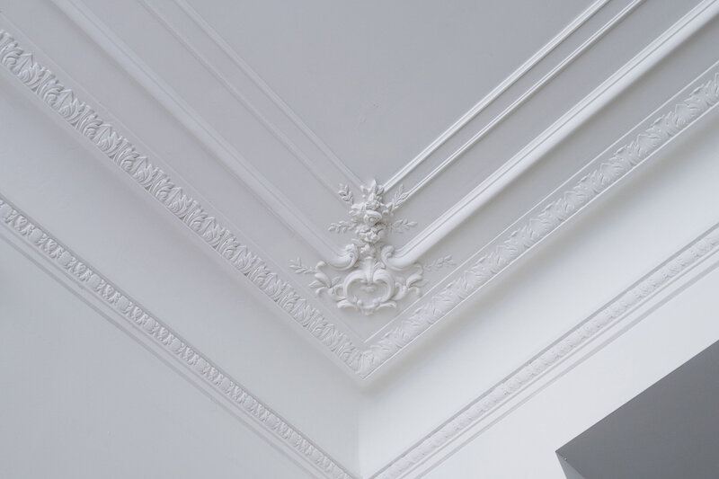 Hand cast plasterwork in Maison Commonwealth townhome