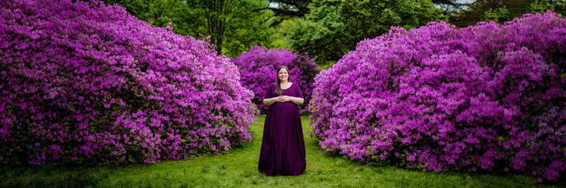Spring Maternity Session with mom-to-be at Morris Arboretum
